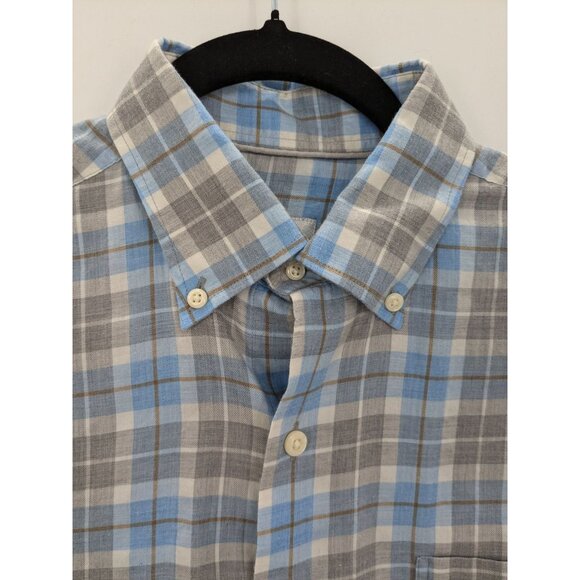 Peter Miller Button Down Shirt Men Size S Check Plaid Office Casual Effortless - Picture 3 of 10